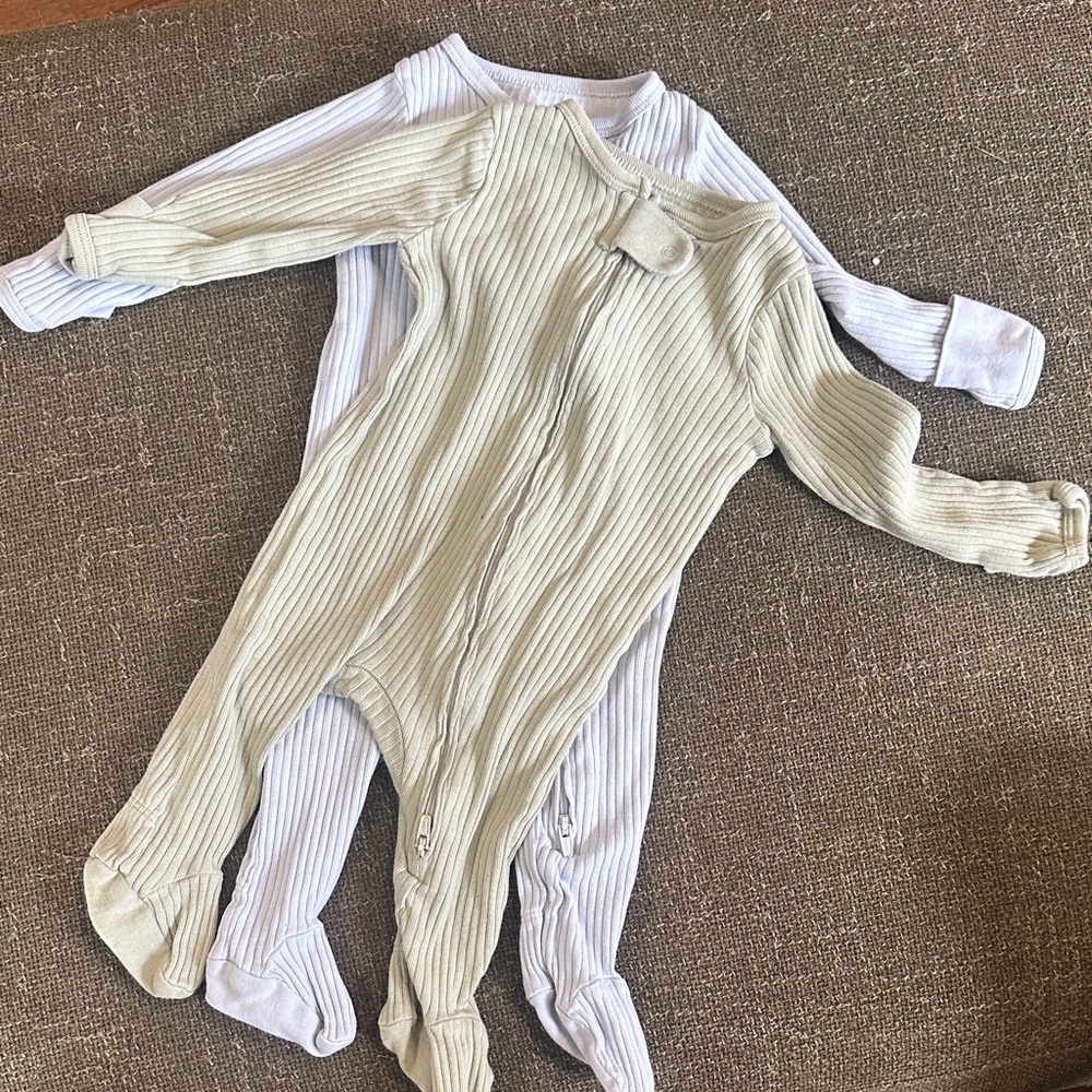 Cloud Island Ribbed Footies - Cream and White